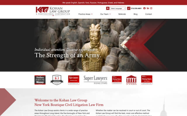 Kohan Law Group desktop website preview