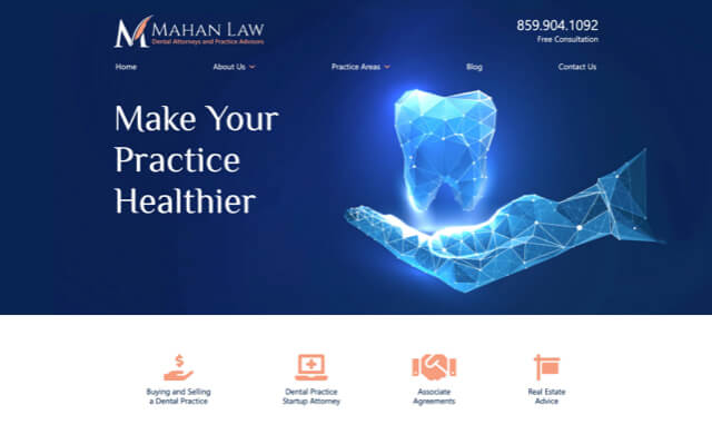Mahan Dental Law desktop website preview