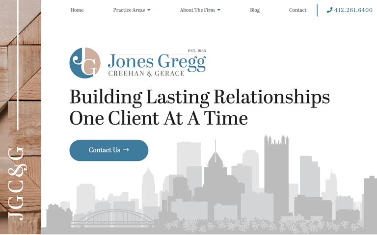 Jones Gregg Creehan & Gerace, LLP desktop website preview