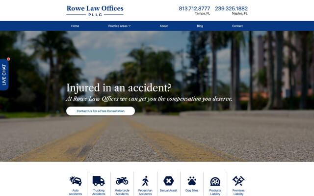 Rowe Law Offices desktop website preview