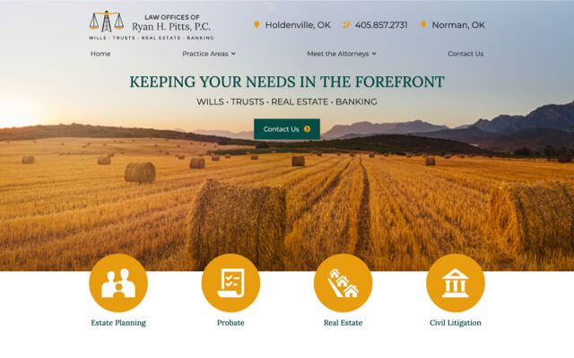 Law Offices of Ryan H. Pitts, P.C. desktop website preview