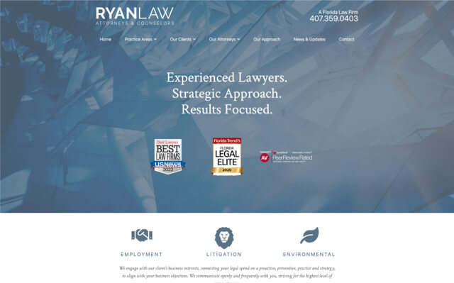Ryan Law Attorneys & Counselors desktop website preview