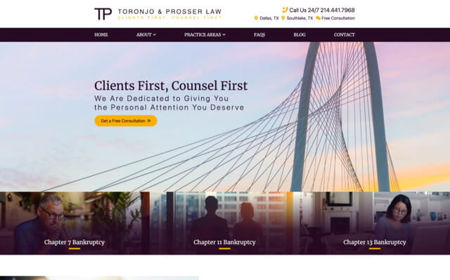 Toronjo & Prosser Law website preview