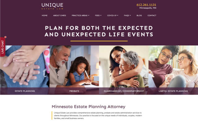 Unique Estate Law desktop website preview