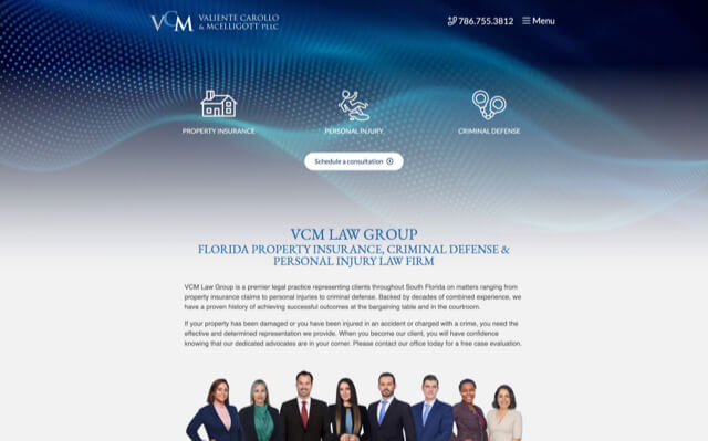 VCM Law Group desktop website preview