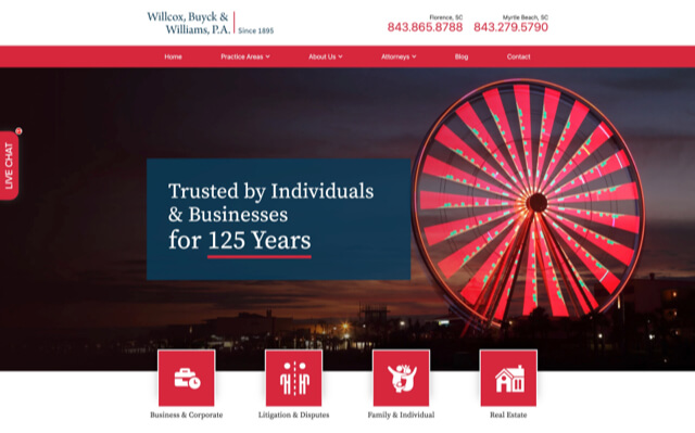 Willcox, Buyck & Williams desktop website preview