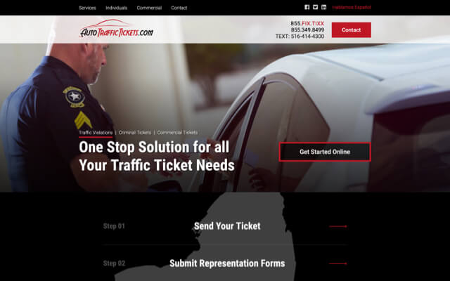 Auto Traffic Tickets desktop website preview