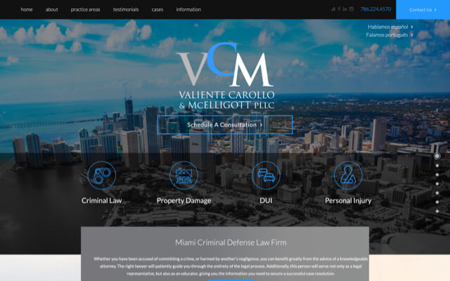 Valiente, Carollo and McElligott PLLC desktop website preview