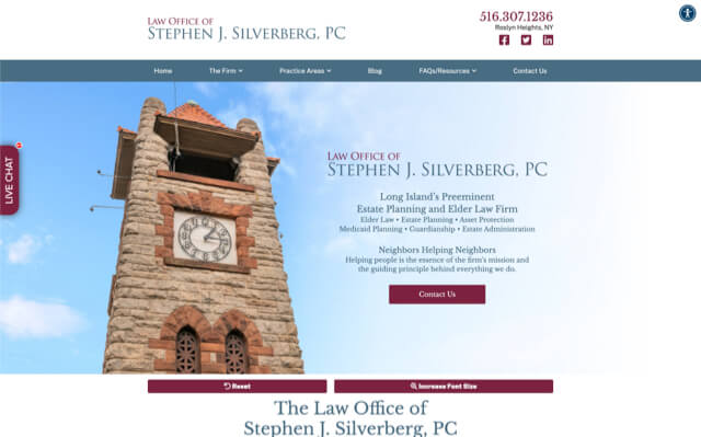 Law Office of Stephen J. Silverberg, PC desktop website preview