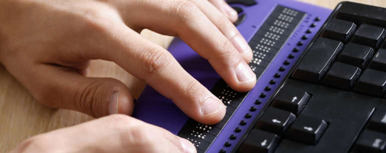 typing on braille keyboard