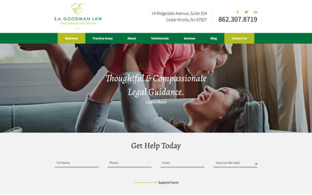 E.A. Goodman Law desktop website preview