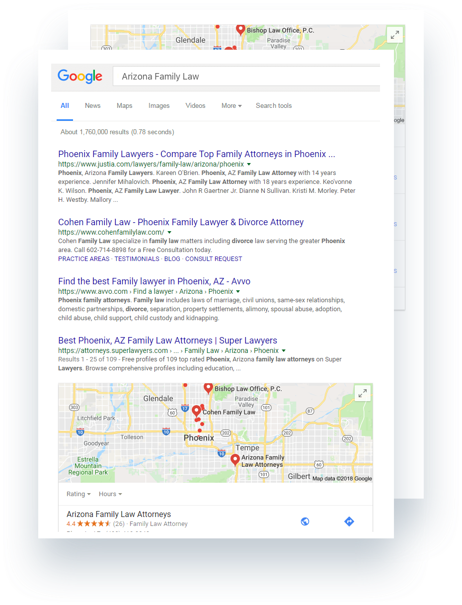Search result page from google