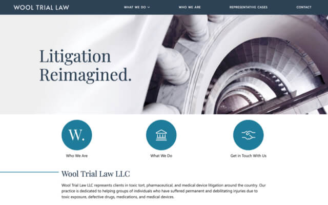 Wool Trial Law desktop website preview