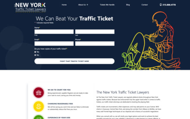 The New York Traffic Ticket Lawyers desktop website preview