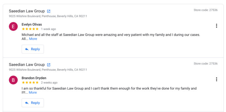 Reviews on Google Business Profile for Law Firm