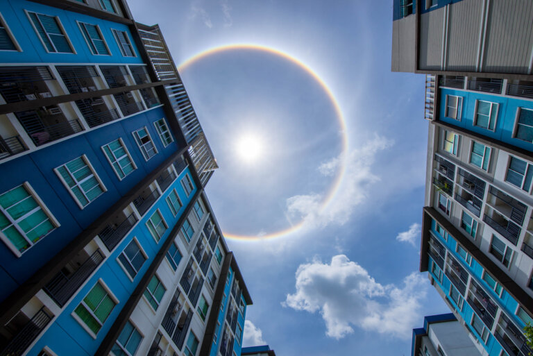 a halo over an office building with law firms