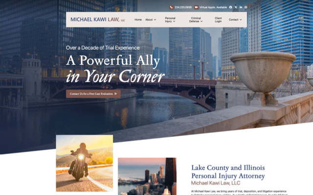 Michael Kawi Law, LLC desktop website preview