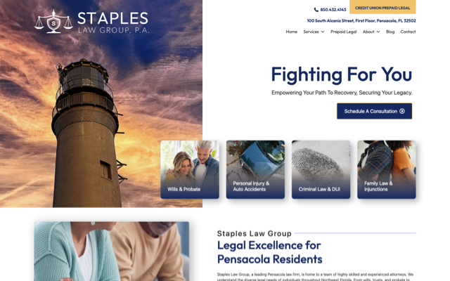 Staples Law Group desktop website preview