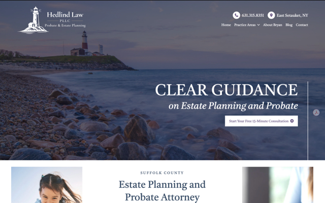 Hedlind Law desktop website preview