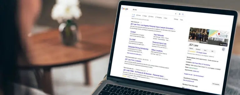 Laptop screen with a Google Business Listing on screen