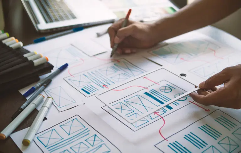 Graphic designer prototype wireframe for website on SEO for lawyers page