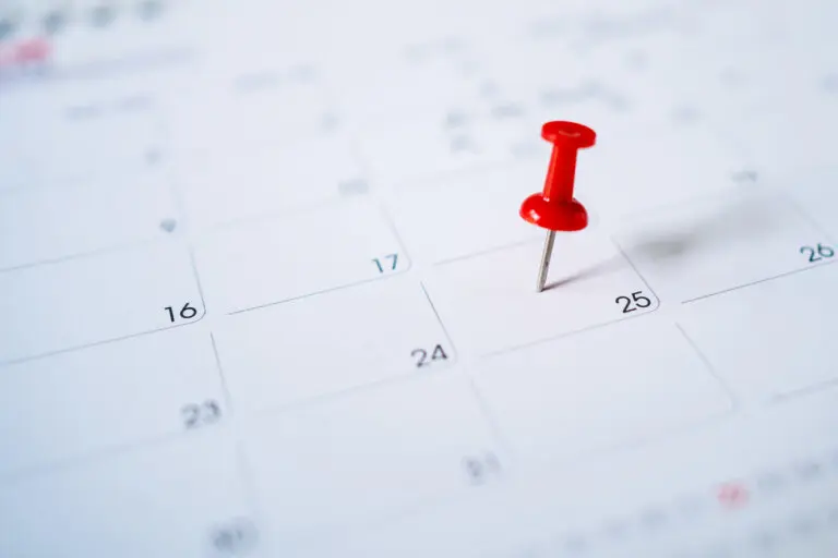Calendar showing date for SEO results for law firms