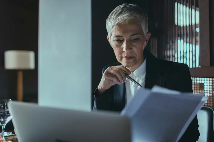 female attorney preparing thought leadership content