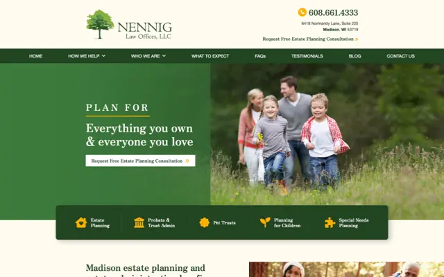 Nennig Law Offices desktop website preview