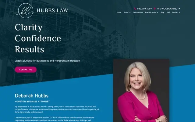 Hubbs Law desktop website preview