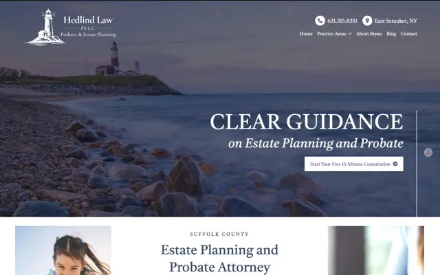 Hedlind Law desktop website preview